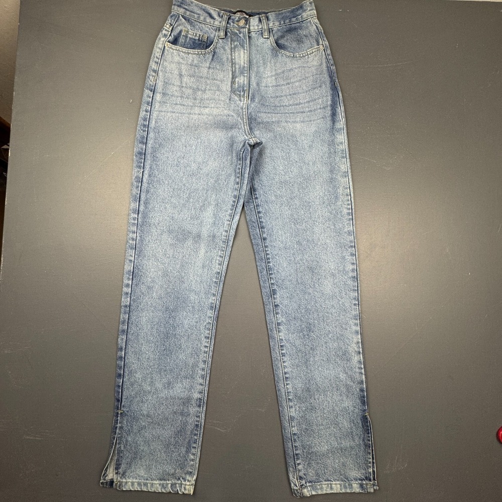 Rebellious Women's Size 4 Blue High Rise Straight Leg Acid Wash Retro Streetwear